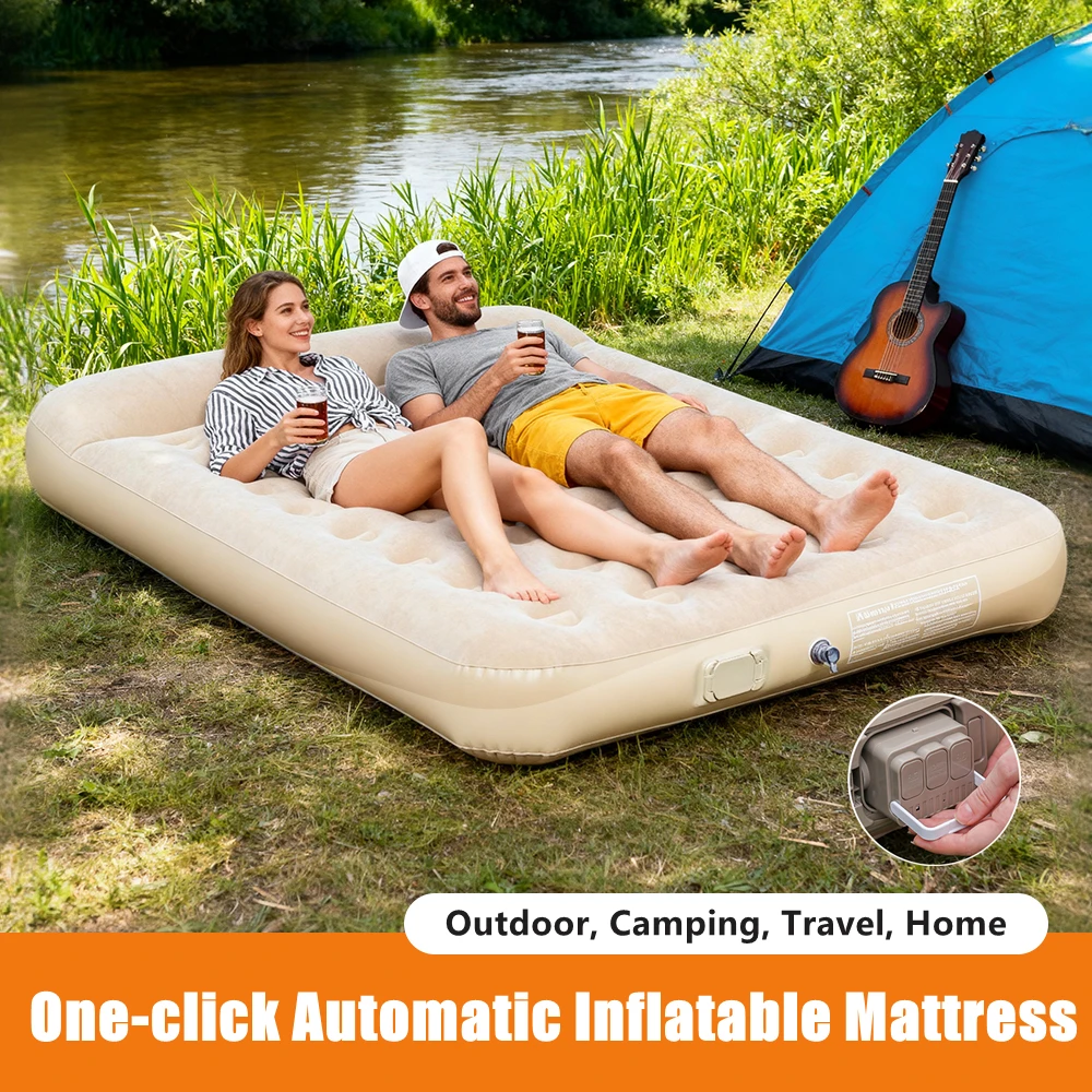Camping Outdoor Or Indoor - Nowy materac dmuchany z wbudowaną pompką,