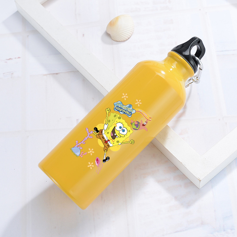 Outdoor Camping Anime - Aluminiowa butelka na wodę SpongeBob, żółta,