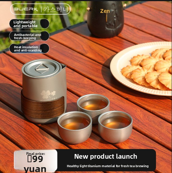 Outdoor Camping Kettle - Przenośny zestaw do herbaty z tytanowym