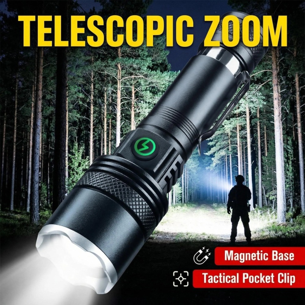 Outdoor Camping Hiking - Akumulatorowa latarka LED z regulacją zoomu,
