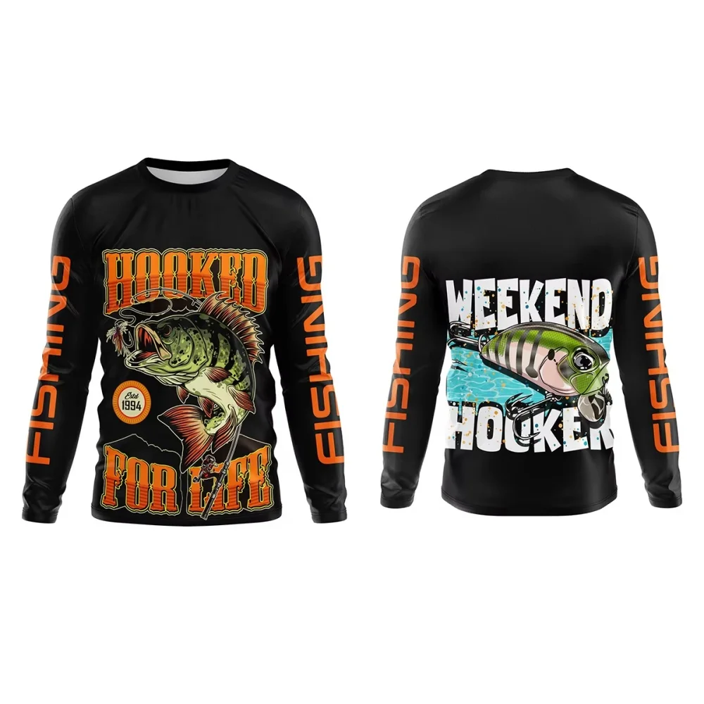 Outdoor Camping And Fishing - Męska koszulka wędkarska z długim rękawem,