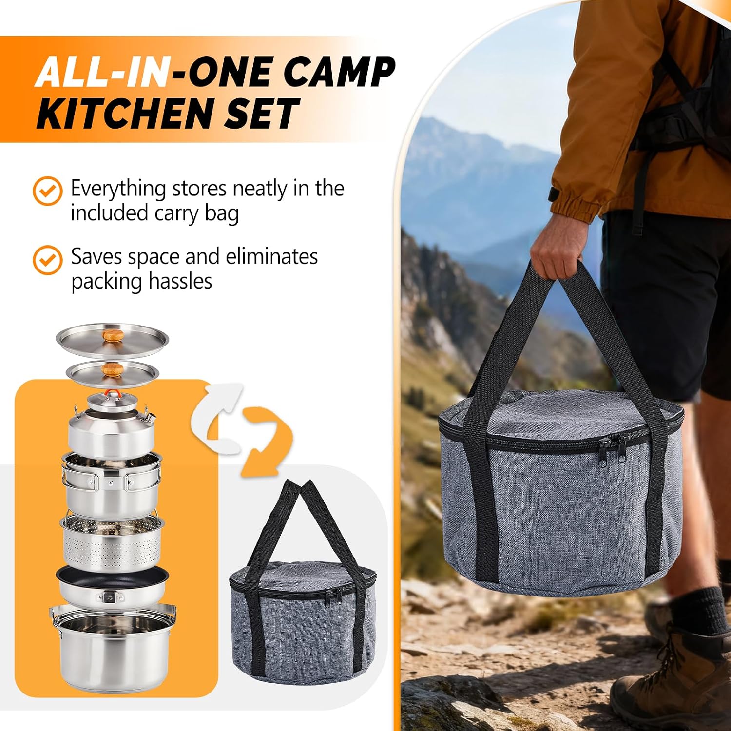 6-częściowy zestaw naczyń kuch – Outdoor Camping Kettle recenzja i cena
